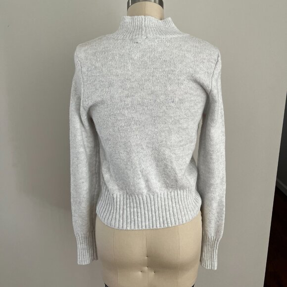 American Eagle x Smiley Collab Mock Neck Gray Knit Sweater Light Grey Women XS - Picture 2 of 7